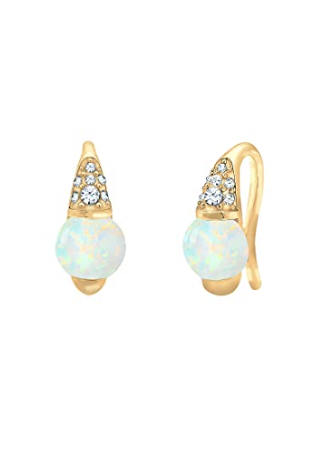 Elli PREMIUM Ohrringe Damen Edel Vintage mit synthetischem Opal und Kristallen aus 925 Sterling Silber von Elli