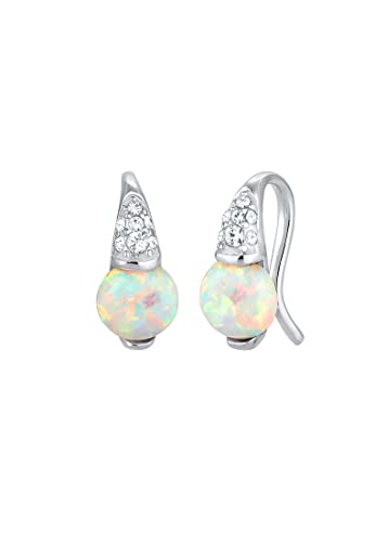 Elli PREMIUM Ohrringe Damen Edel Vintage mit synthetischem Opal und Kristallen aus 925 Sterling Silber von Elli
