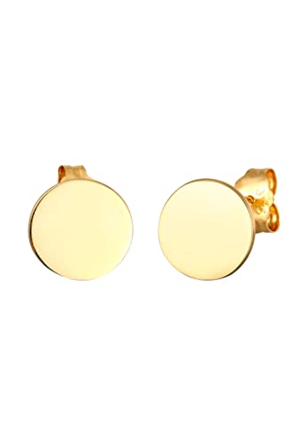 Elli PREMIUM Ohrringe Damen Kreis Basic Klassisch Edel Hochwertig in 375 Gelbgold von Elli