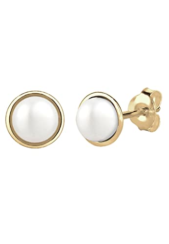 Elli PREMIUM Ohrringe Damen Perlenkugel mit Süßwasserzuchtperle Klassisch in 375 Gelbgold von Elli
