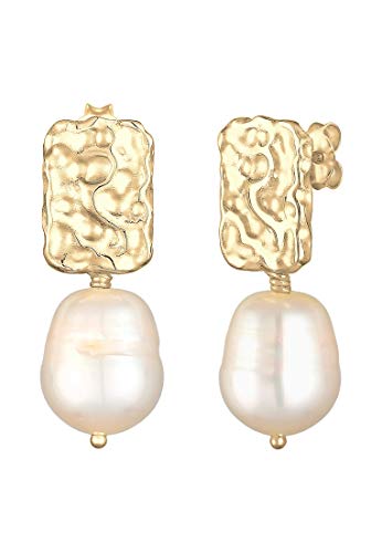 Elli PREMIUM Ohrringe Hänger Barock mit Süßwasserperlen Organic aus 925 Sterling Silber von Elli