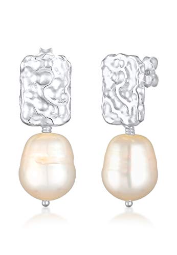 Elli PREMIUM Ohrringe Hänger Barock mit Süßwasserperlen Organic aus 925 Sterling Silber von Elli