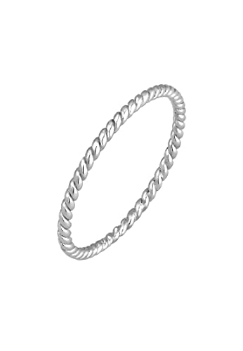 Elli PREMIUM Ring Damen Bandring Twisted Filigran Basic Minimal aus 585 Weißgold von Elli