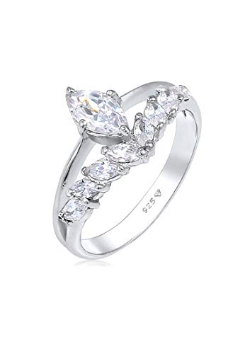 Elli PREMIUM Ring Damen Doppelring Funkelnd mit Zirkonia Kristallen aus 925 Sterling Silber vergoldet von Elli