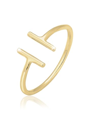 Elli PREMIUM Ring Damen Geo Statement Offen Stab in 375 Gelbgold von Elli