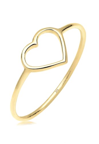 Elli PREMIUM Ring Damen Herz Geo Minimal in 375 Gelbgold von Elli
