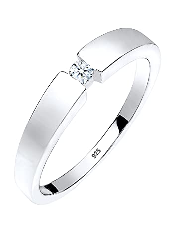 Elli PREMIUM Ring Damen Klassisch Bandring mit Diamant (0.06 ct.) in 925 Sterling Silber von Elli