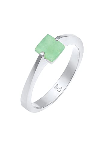 Elli PREMIUM Ring Damen Klassisch Pyramide Elegant mit Jade Edelstein in 925 Sterling Silber vergoldet von Elli