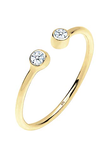 Elli PREMIUM Ring Damen Offen Statement Diamant (0.06 ct.) in 375 Gelbgold von Elli