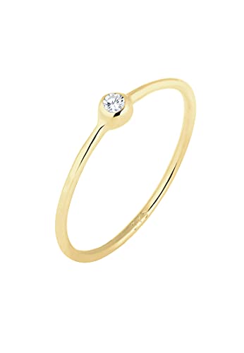 Elli PREMIUM Ring Damen Solitär Klassisch mit Zirkonia Kristalle aus 375 Gelbgold von Elli