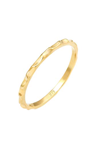 Elli PREMIUM Ring Damen Stacking Basic Minimal Look in 375 Gelbgold von Elli