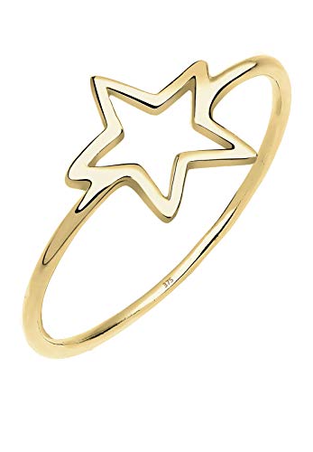 Elli PREMIUM Ring Damen Stern Astro Geo Minimal in 375 Gelbgold von Elli