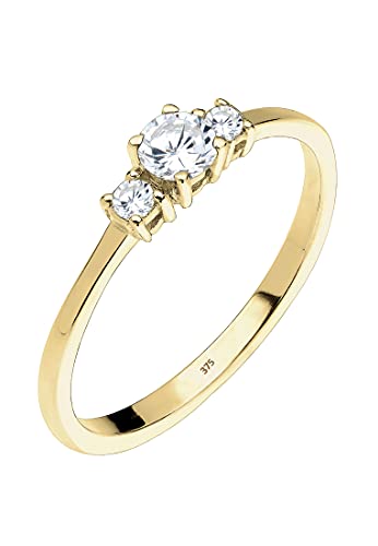 Elli PREMIUM Ring Damen Trio mit Zirkonia Steinen in 375 Gelbgold von Elli