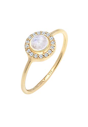 Elli DIAMONDS Ring Damen Elegant mit Mondstein und Diamant (0.08 ct) aus 585 Gelbgold von Elli