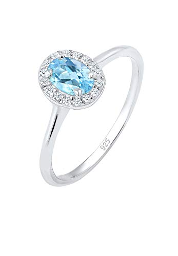 Elli DIAMONDS Ring Damen Verlobungsring Topas mit Diamant (0.08 ct.) in 925 Sterling Silber von Elli