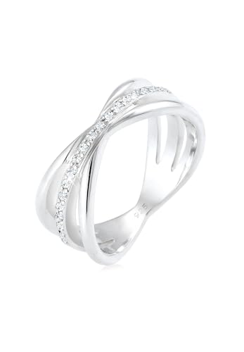 Elli PREMIUM Ring Damen Wickelring Blogger mit Kristallen in 925 Sterling Silber von Elli