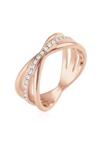 Elli PREMIUM Ring Damen Wickelring Blogger mit Kristallen in 925 Sterling Silber von Elli