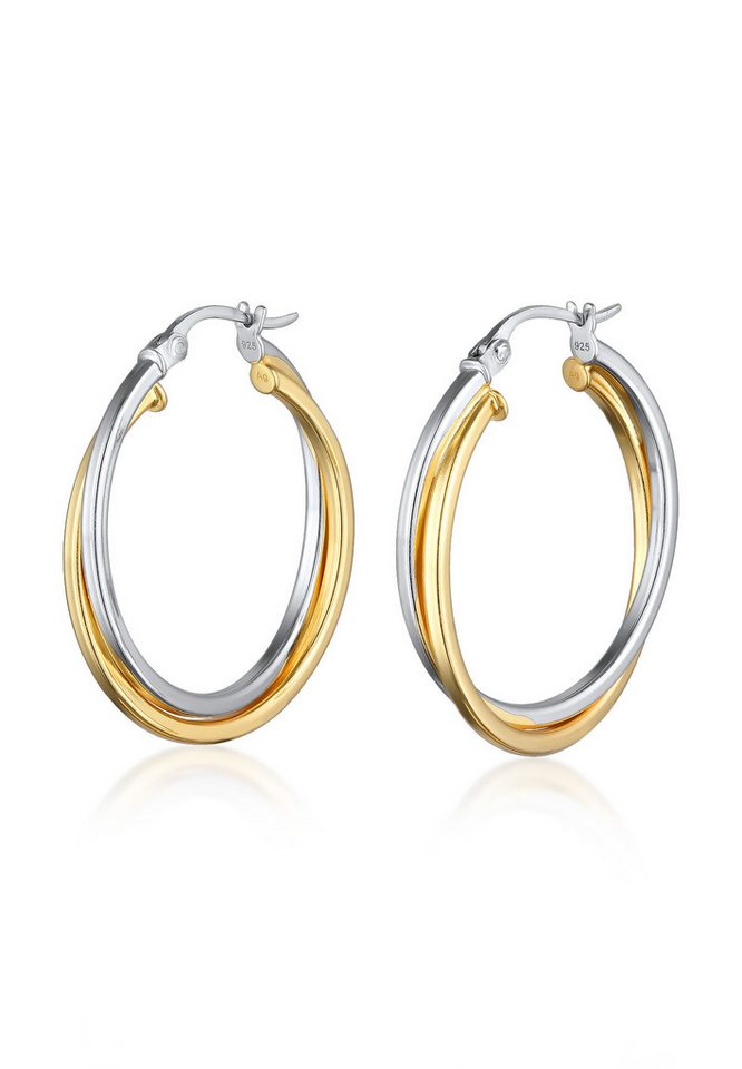 Elli Paar Creolen Creolen Damen Twisted Look 925 Silber Bicolor von Elli