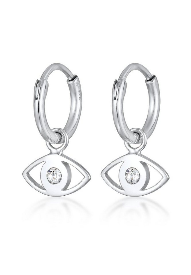 Elli Paar Creolen Creolen Evil Eye Symbol 925 Silber, mit Kristallen von Swarovski®, Evil Eye von Elli