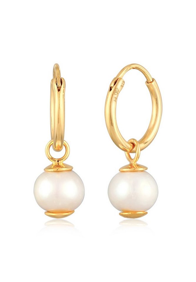 Elli Paar Creolen Creolen Süßwasser-Zuchtperlen 925 Silber von Elli