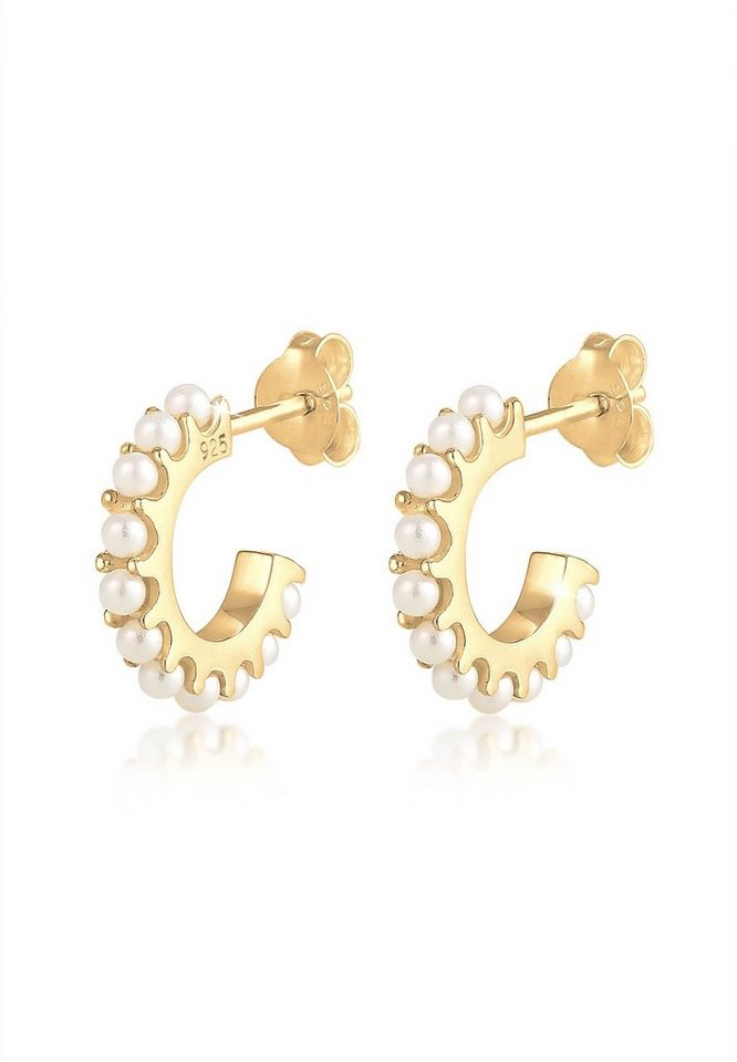 Elli Paar Creolen Creolen Synthetische Perlen 925 Silber von Elli