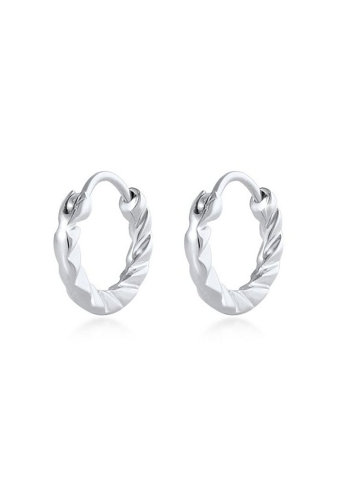 Elli Paar Creolen Mini Creolen Strukturiert Basic 925 Silber von Elli