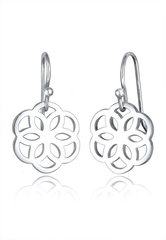 Elli Paar Ohrhänger Blume Ornament Cut-Out Flower of Life Silber, Blume von Elli