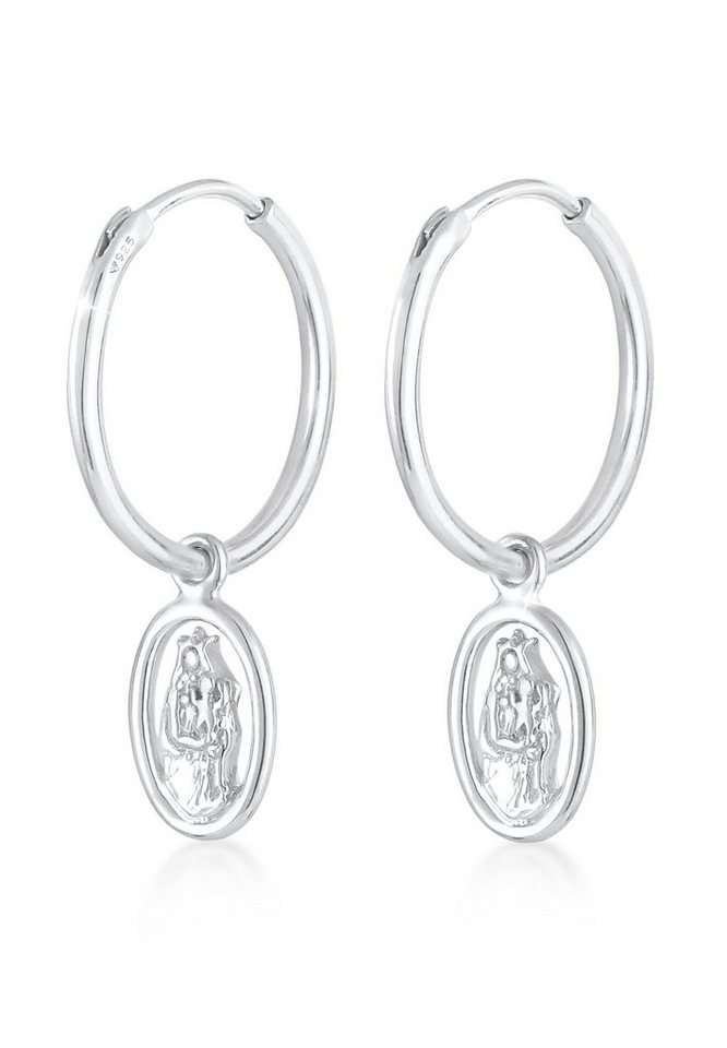 Elli Paar Ohrhänger Creolen Einhänger Heilige Maria Vintage 925 Silber, Marienbild Elli Paar Ohrhänger Creolen Einhänger Heilige Maria Vintage 925 Silber, Marienbild von Elli
