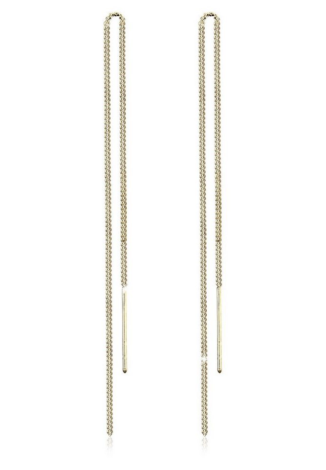 Elli Paar Ohrhänger Durchzieher Kette Panzer 925 Silber von Elli