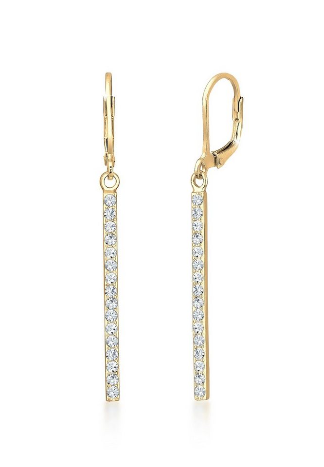 Elli Paar Ohrhänger Stab lang mit 925 Silber, mit Kristallen von Swarovski®, Geo von Elli