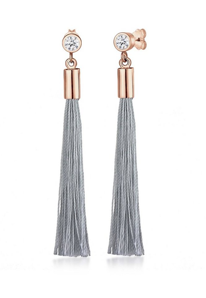 Elli Paar Ohrhänger Tassel Solitär Geo Kristalle 925 Silber von Elli