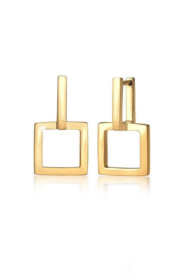 Elli Paar Ohrstecker Creolen Eckig Quadrat 925 Silber von Elli