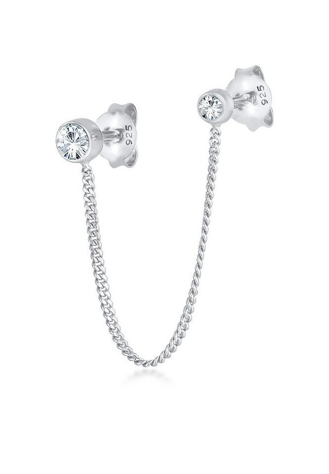 Elli Paar Ohrstecker Doppel Ohrstecker 925 Silber, mit Kristallen von Swarovski® von Elli