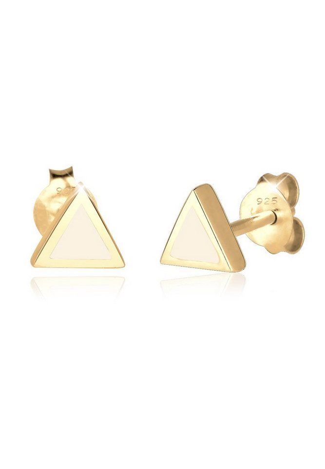 Elli Paar Ohrstecker Dreieck Geo Basic Trend Emaille 925 Silber, Dreieck von Elli