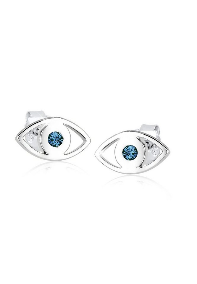 Elli Paar Ohrstecker Evil Eye Schutzsymbol Kristalle Silber, Evil Eye von Elli