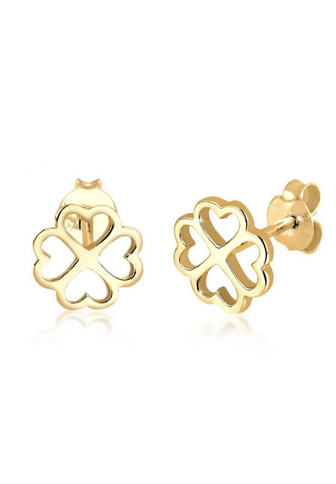 Elli Paar Ohrstecker Kinder Kleeblatt Glücksbringer 925 Silber, Kleeblatt von Elli