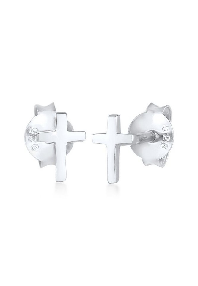 Elli Paar Ohrstecker Kinder Kreuz Religion Glaube 925 Sterling Silber, Kreuz von Elli