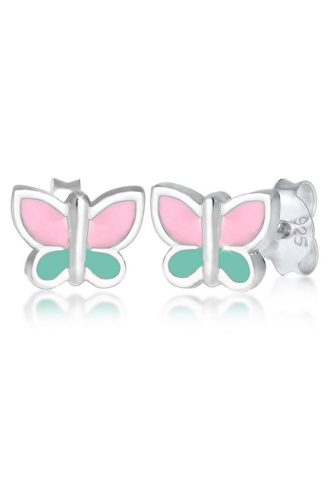 Elli Paar Ohrstecker Kinder Schmetterling Pastel Emaille 925 Silber, Schmetterling von Elli