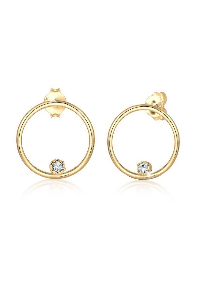 Elli Paar Ohrstecker Ohrstecker Kreis Kristalle 925 Silber, Geo von Elli