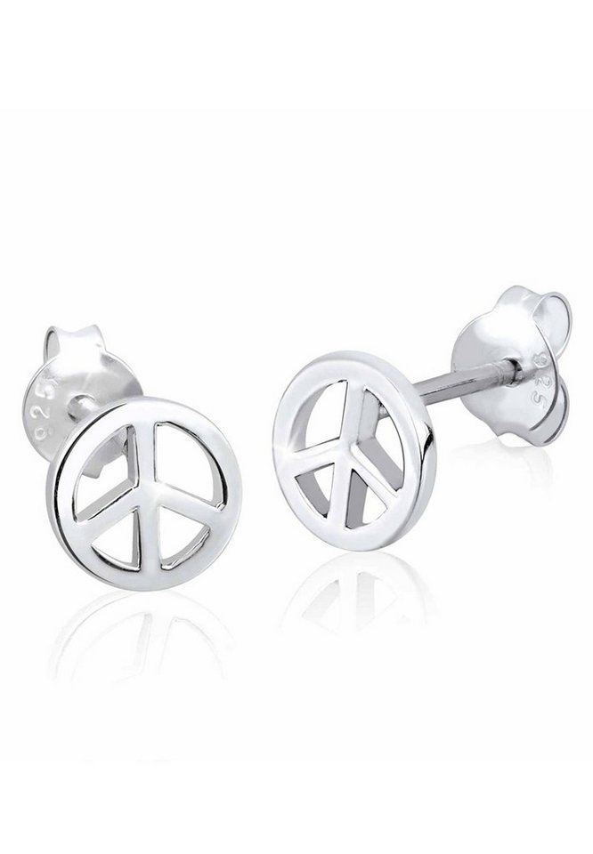 Elli Paar Ohrstecker Peace Zeichen Boho Symbol Hippie 925 Silber, Boho von Elli