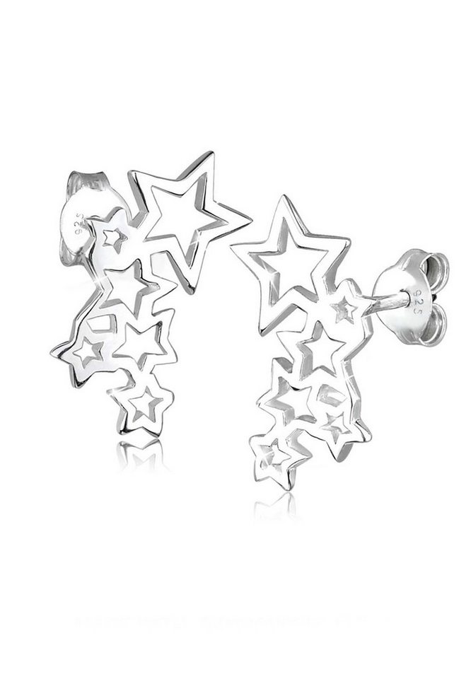 Elli Paar Ohrstecker Sterne Astro Trend Cut Out 925 Sterling Silber, Sterne von Elli