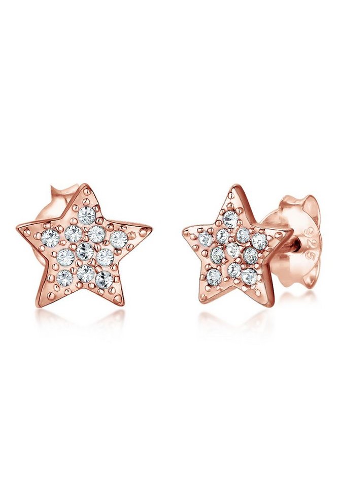 Elli Paar Ohrstecker Sterne Astro Trend Kristalle 925 Silber von Elli