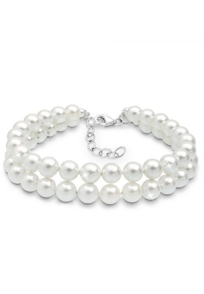 Elli Perlenarmband Muschelkernperle 2-reihig 925 Sterling Silber von Elli