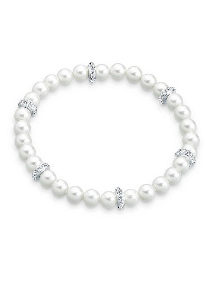 Elli Perlenarmband Muschelkernperlen Kristalle 925 Silber von Elli