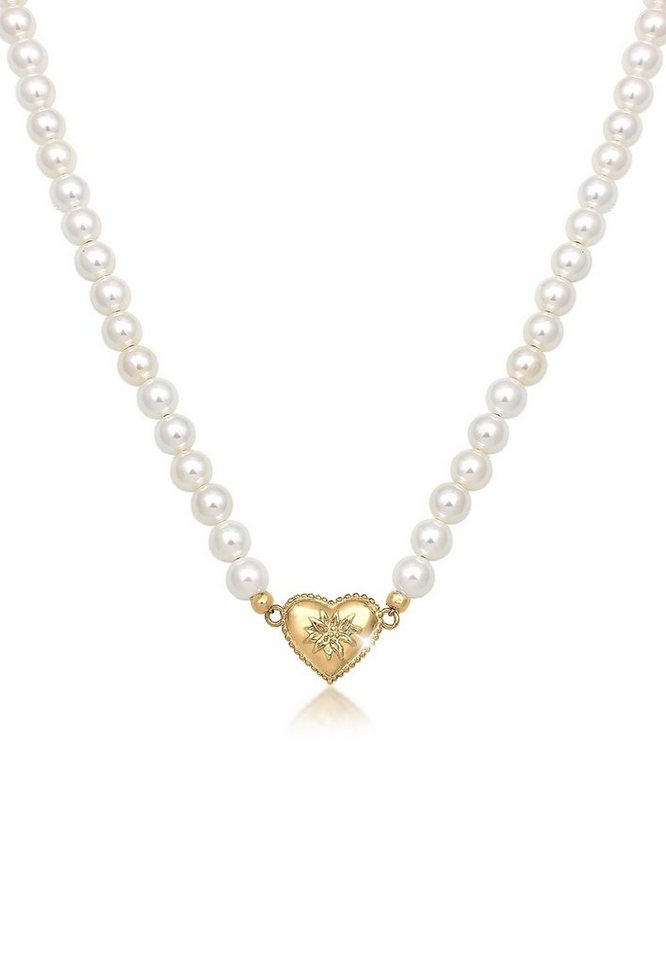 Elli Perlenkette Elli Halskette Choker Perle Herz Edelweiss 925 Silber von Elli