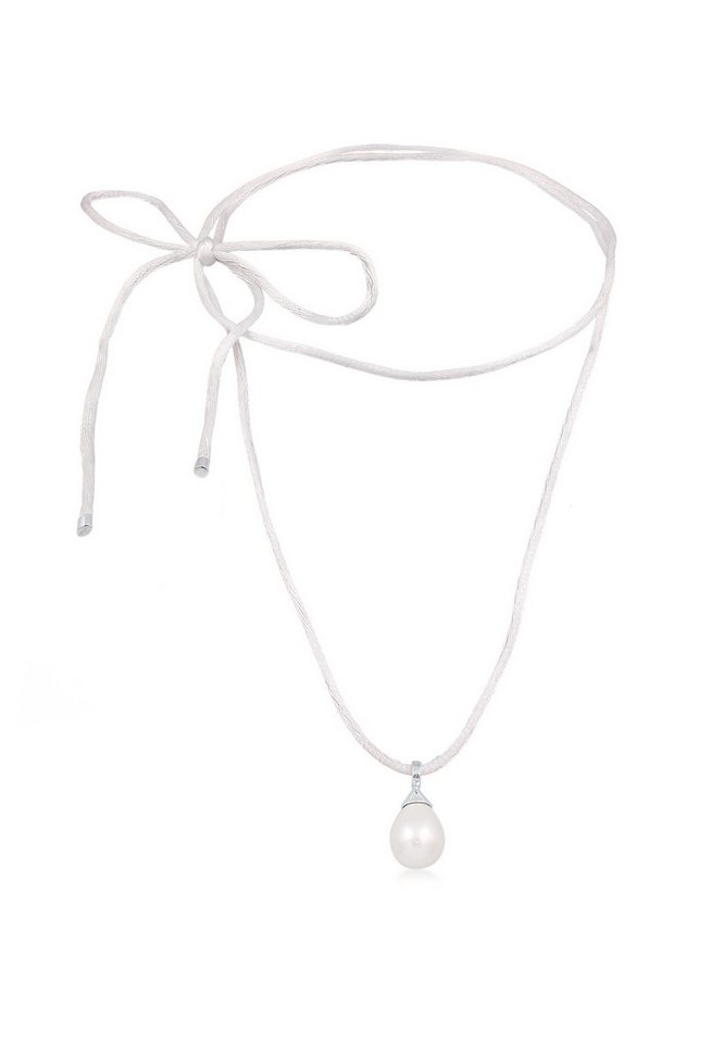 Elli Perlenkette Muschelkernperle Tropfen Satinband 925 Silber Elli Perlenkette Muschelkernperle Tropfen Satinband 925 Silber von Elli