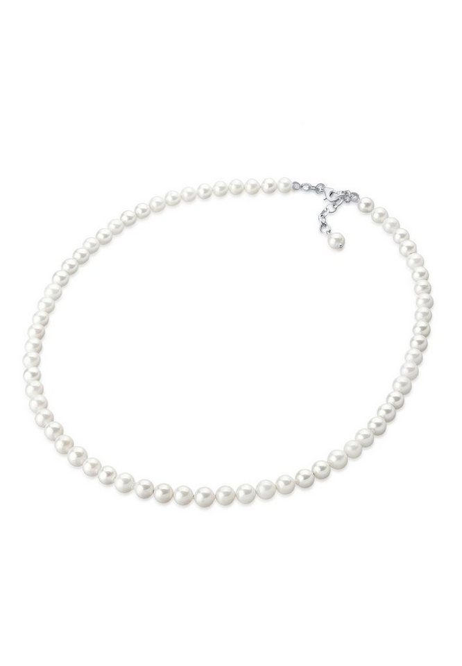 Elli Perlenkette Muschelkernperlen Rund Klassisch 925 Silber von Elli
