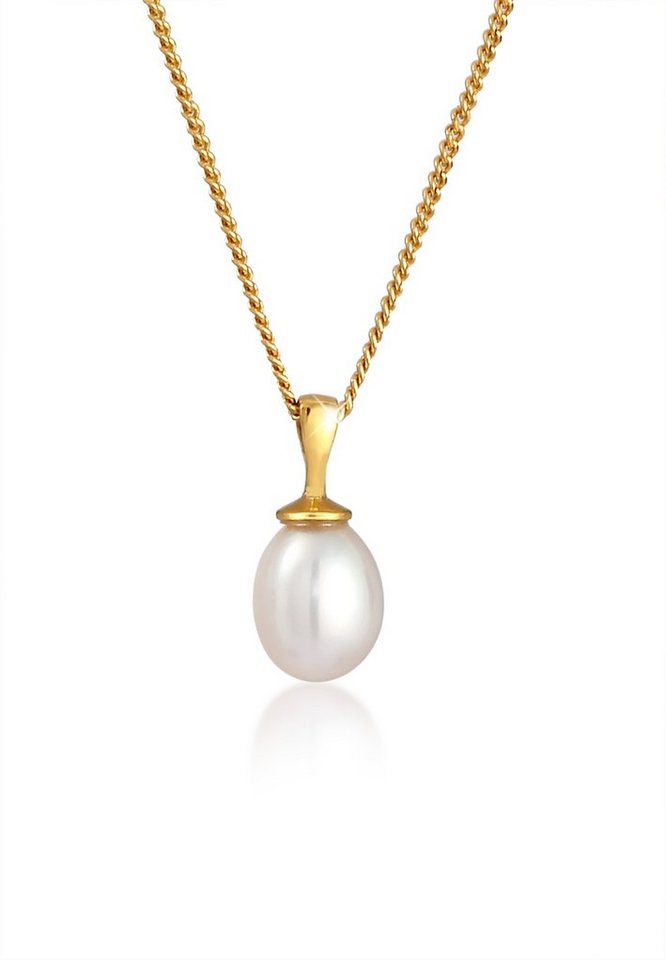 Elli Perlenkette Panzerkette Anhänger Süsswasserperle 925 Silber von Elli