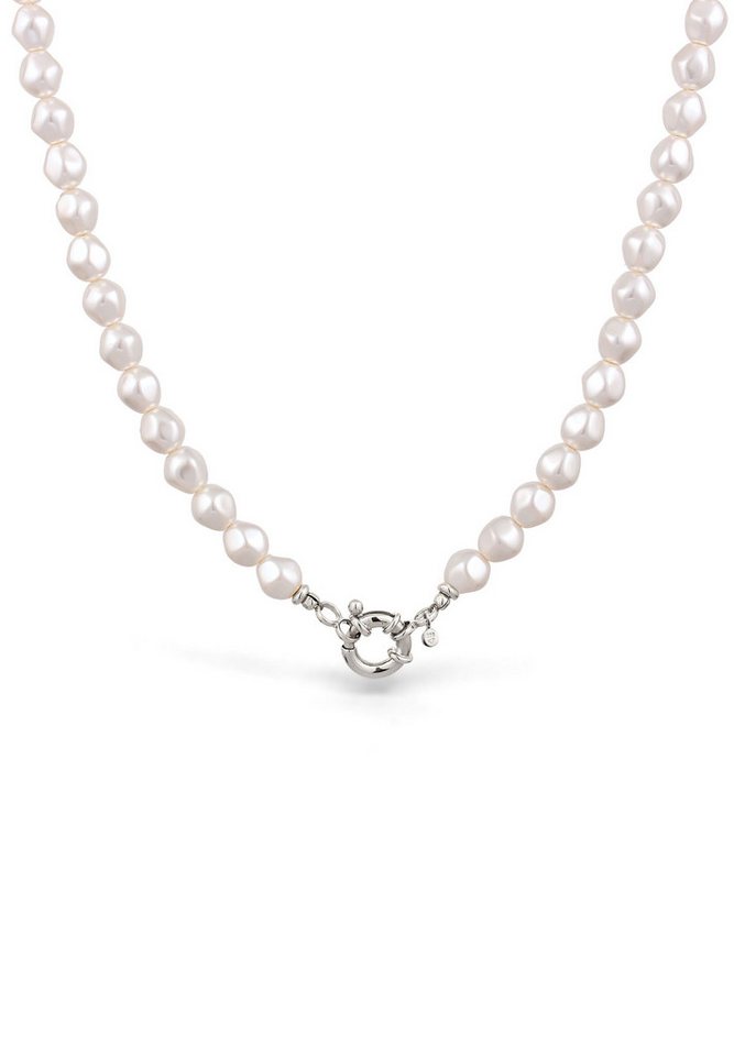 Elli Perlenkette Synthetische Barock Perle Weiß 925 Sterling Silber von Elli