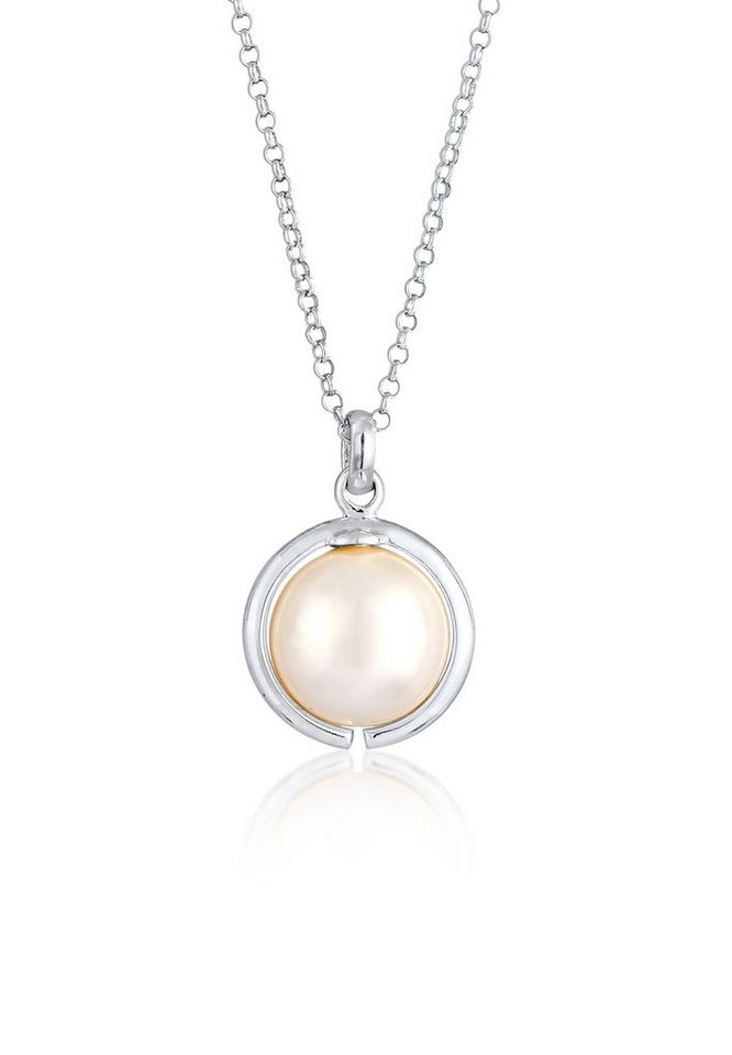 Elli Perlenkette Synthetische Perle Rund Klassik 925 Silber von Elli